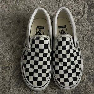 Vans Kids Black and White Checkered Slip-On Sneakers